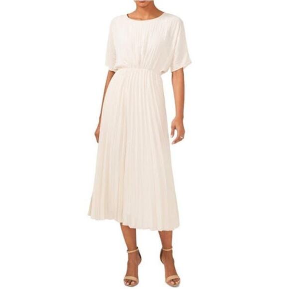 Stunning HALOGEN  White Birch Pleated Midi Dress XXS OVERSIZED - Picture 1 of 8
